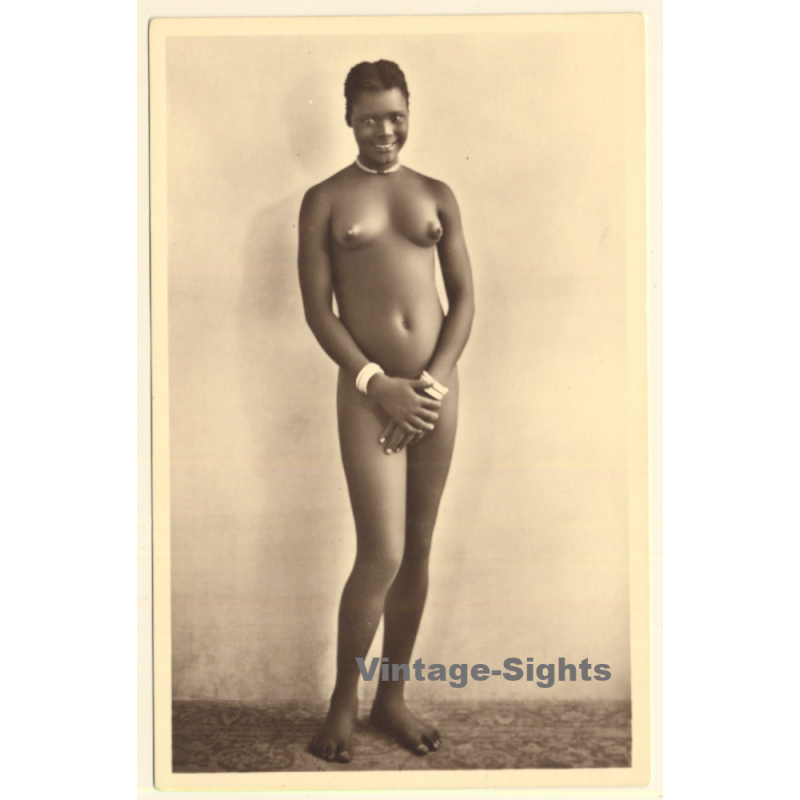 Africa: Shorthaired Native Female Standing / Risqué - Ethnic Nude (Vintage RPPC ~1920s/1930s) Africa: Shorthaired Native Female Standing / Risqué - Ethnic Nude (Vintage RPPC ~1920s/1930s)
