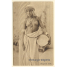 Lehnert & Landrock: Topless Native Dancer & Drum / Risqué - Ethnic Nude (Vintage PC ~1920s/1930s)