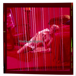 Erotic Study: Slim Blonde Semi Nude Behind Pearl Curtain *3 (Vintage Diapositive KORENJAK 1970s/1980s)