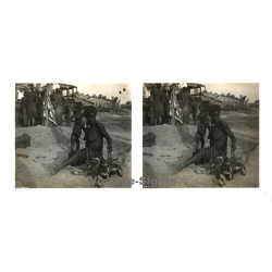 N'Djili - Kimpoko - Léopodville / Congo: Topless Tribal Woman & Her Kid (Vintage Stereo Glass Plate 1934)