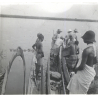 N'Djili - Kimpoko - Léopodville / Congo: Colonial Masters Loading Dugouts / Natives (Vintage Stereo Glass Plate 1934)