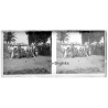 N'Djili - Kimpoko - Léopodville / Congo: Colonial Masters With Native Tribe / Ethnic (Vintage Stereo Glass Plate 1934)