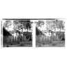N'Djili - Kimpoko - Léopodville / Congo: Colonialist Behind Wood Fence / Tribal Village (Vintage Stereo Glass Plate 1934)