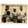 Group Of Congolesian Teenagers With Parrot / Belgian Congo (Vintage RPPC B/W ~1940s)