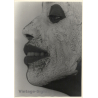 Pjotr Van Moock: Portrait Of Dark-Skinned Womans' Face Painted White*1 (Vintage XL Photo 37 x 26 CM 1980s)