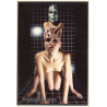 Erotic Study by Pjotr Van Moock: Blonde Nude & Green Mask Man*2 (Vintage XL Photo 31 x 21 CM 1980s)