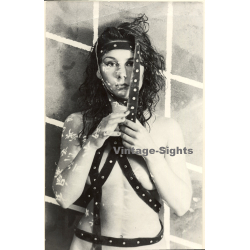 Erotic Study by Pjotr Van Moock: Nude Female In Leather Strap Bikini (Vintage XL Photo 44 x 27 CM 1980s)