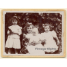 4 Young Siblings In Garden / Sisters - Baby (Vintage Cabinet Card ~1900s/1910s)