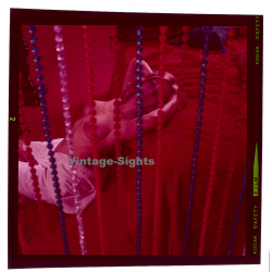 Erotic Study: Slim Blonde Semi Nude Behind Pearl Curtain *6 (Vintage Diapositive KORENJAK 1970s/1980s)