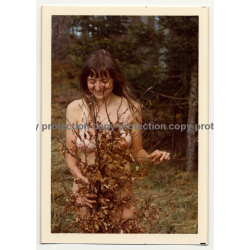 Natural Busty Nude Woman In Forest *7 (Vintage Photo Germany 1973)