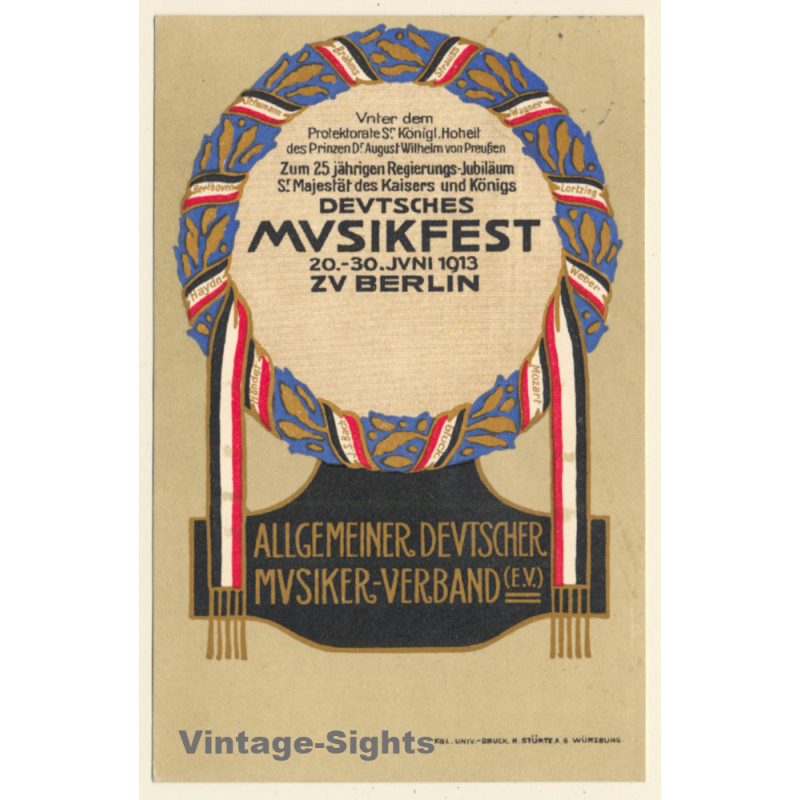Berlin: Deutsches Musikfest 20.-30. Juni 1913 (Vintage Artist PC)