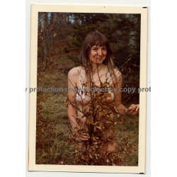 Natural Busty Nude Woman In Forest *8 (Vintage Photo Germany 1973)