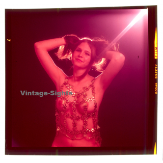 Erotic Study: Semi Nude Female Holds Up Her Hair / Transparent Top (Vintage Diapositive KORENJAK 1970s/1980s)