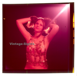 Erotic Study: Semi Nude Female Holds Up Her Hair / Transparent Top (Vintage Diapositive KORENJAK 1970s/1980s)