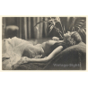 Erotic Study: Topless Woman Reclining On Chaisselongue / Risqué (Vintage PC 1900s)