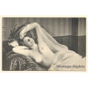 Erotic Study: Topless Woman Reclining On Chaisselongue*2 / Risqué (Vintage PC 1900s)
