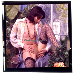 Erotic Study: Petite Semi Nude Female In Greenhouse / Small Bobs - Panties (Vintage Diapositive KORENJAK 1970s/1980s)