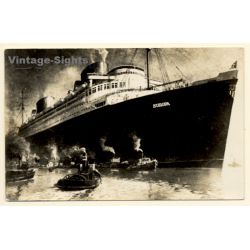 Norddeutscher Lloyd: Schnelldampfer Europa / Paquebot Postmark (Vintage RPPC 1937)