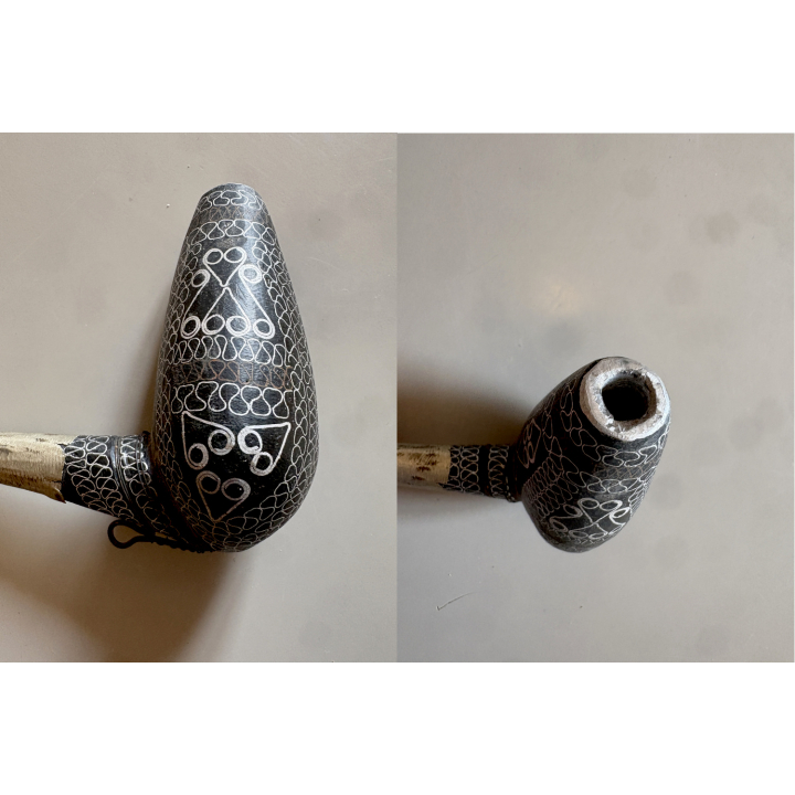 Beautiful Hand-Painted Vintage Tuareg Smoking Pipe (North Africa)
