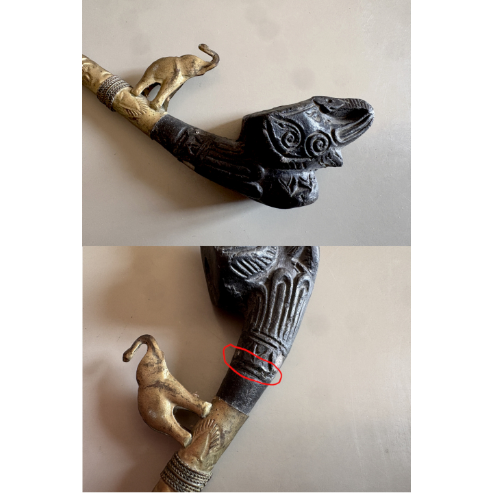 Rare Vintage Burmese Elephant Clay Pipe (~1940s/1950s)
