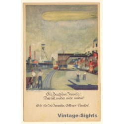 Otto Amtsberg: Ein Deutscher Zeppelin / Eckener Spende (Vintage Artist PC 1920s)