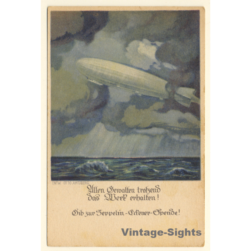 Otto Amtsberg: Gib Zur Zeppelin - Eckener Spende (Vintage Artist PC 1920s) Otto Amtsberg: Gib Zur Zeppelin - Eckener Spende (Vintage Artist PC 1920s)