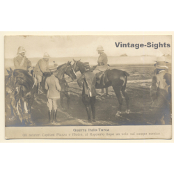 Italo-Turkish War (1911-1912): Aviator Captains Piazza & Moizo Report Flight / Cavalry (Vintage RPPC)