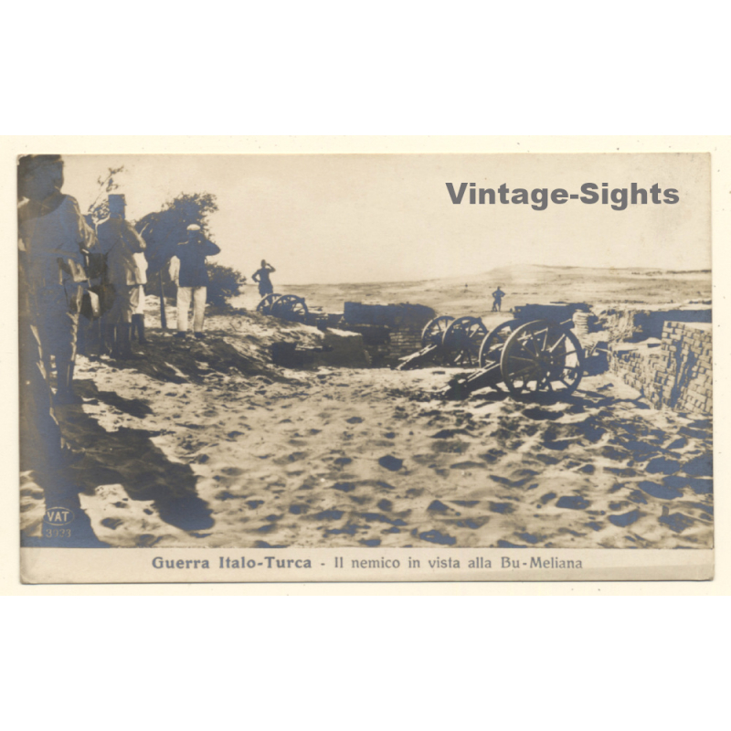 Italo-Turkish War (1911-1912): Enemy In Sight At Bu-Meliana / Trench (Vintage RPPC) Italo-Turkish War (1911-1912): Enemy In Sight At Bu-Meliana / Trench (Vintage RPPC)
