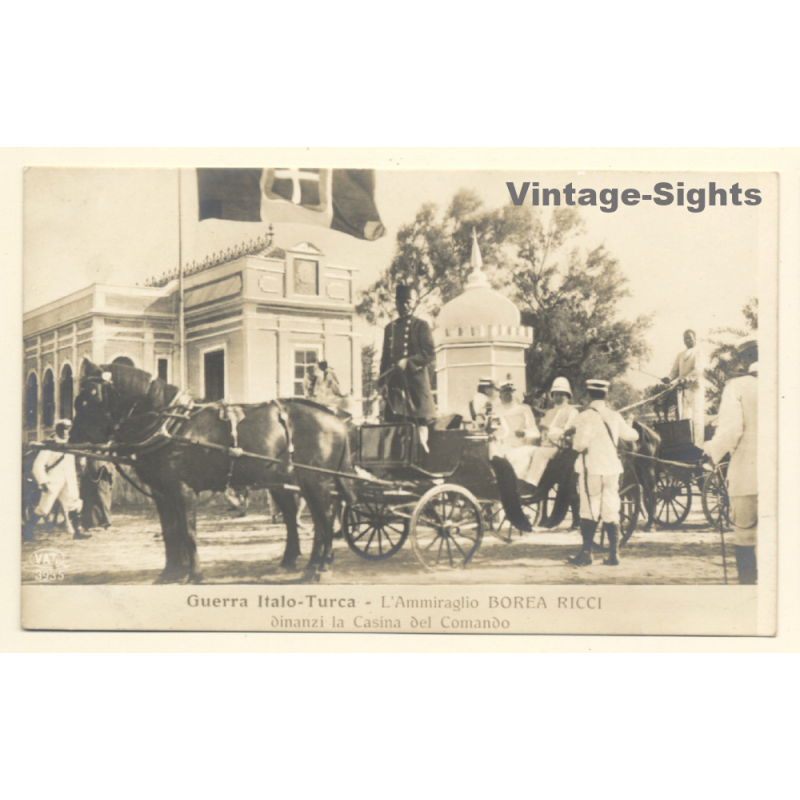 Italo-Turkish War (1911-1912): Admiral Borea Ricci In Front Of Command House (Vintage RPPC) Italo-Turkish War (1911-1912): Admiral Borea Ricci In Front Of Command House (Vintage RPPC)