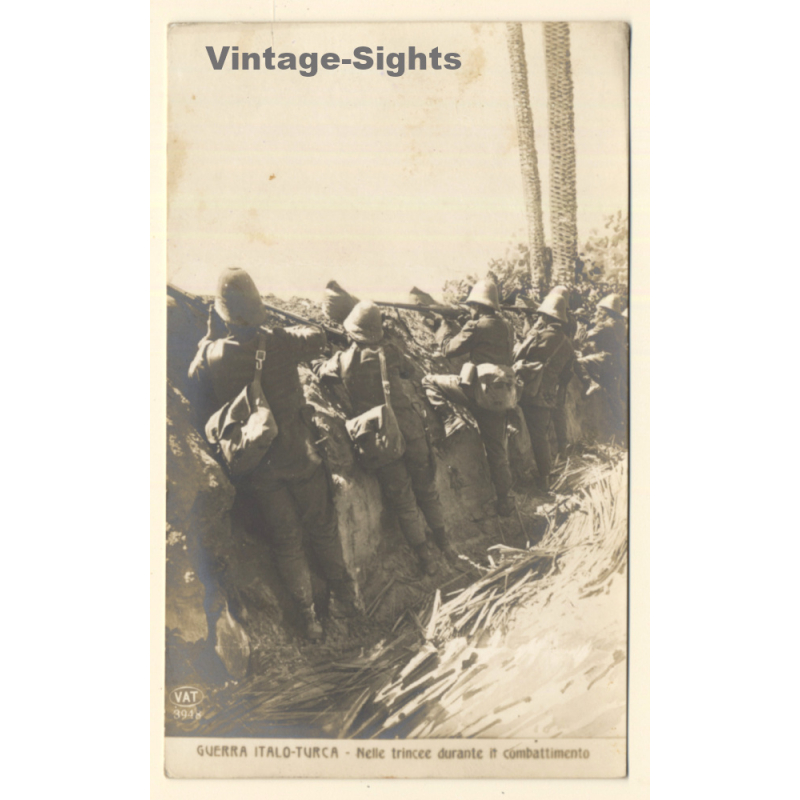 Italo-Turkish War (1911-1912): Soldiers In The Trench (Vintage RPPC)