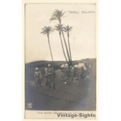 Colony Tripoli Italiana: Italian Soldiers At Desert Oasis (Vintage RPPC ~1910s)