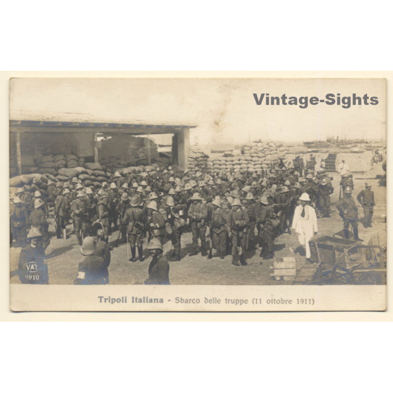 Colony Tripoli Italiana: Landing Of The Troops October 1911 *4 (Vintage RPPC ~1910s)