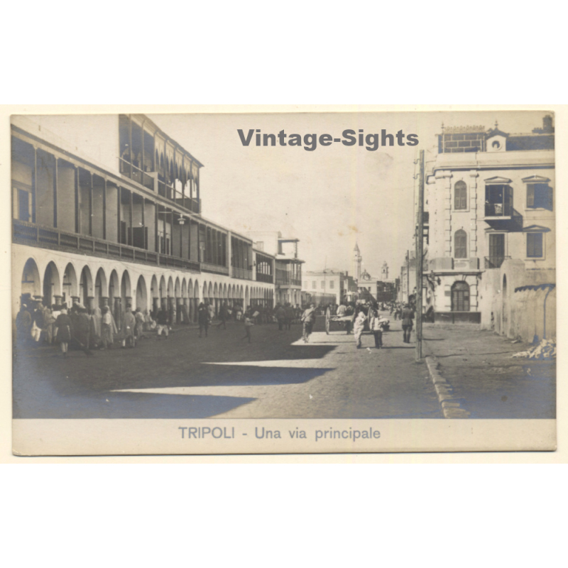 Colony Tripoli Italiana: A Main Street (Vintage RPPC ~1910s) Colony Tripoli Italiana: A Main Street (Vintage RPPC ~1910s)