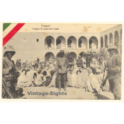 Italo-Turkish War (1911-1912): Tripoli - Libyan Prisoners & Guards (Vintage PC ~1910s)