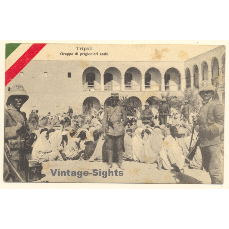 Italo-Turkish War (1911-1912): Tripoli - Libyan Prisoners & Guards (Vintage PC ~1910s) Italo-Turkish War (1911-1912): Tripoli - Libyan Prisoners & Guards (Vintage PC ~1910s)