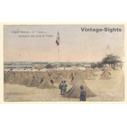 Colony Tripoli Italiano: Military Camp Genio / Tricolore (Vintage PC 1910s)