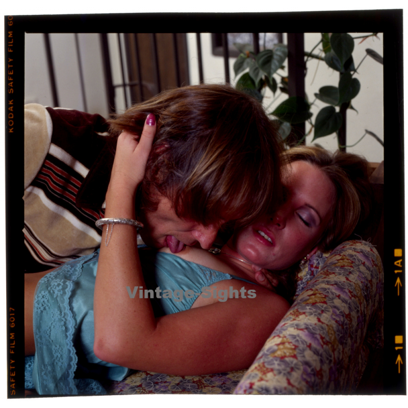 Erotic Study: Close-Up Of Man Kissing Womans' Nipple (Vintage Diapositive KORENJAK 1970s/1980s)