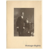 Portrait Of Couple Dressed In Black / Moustache (Vintage Photo ~1920s/1930s)