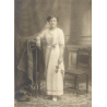 Emmanuel Despret: Portrait Of Fine Woman In Glamorous White Dress (Vintage Photo ~1900s/1910s)