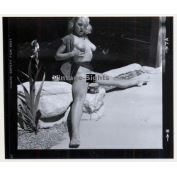 Erotic Study: Racy Blonde Nude Relaxes In The Sun*3 / Legs (Vintage Contact Print 1970s/1980s)