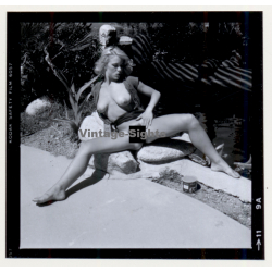 Erotic Study: Racy Blonde Nude Relaxes In The Sun*4 / Legs (Vintage Contact Print 1970s/1980s)