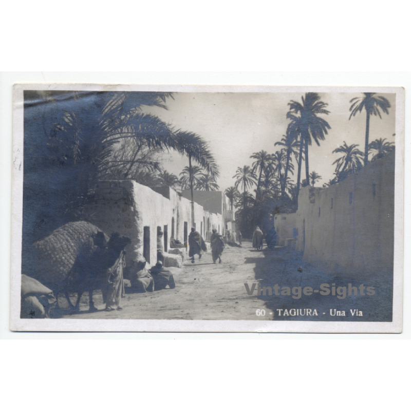 Tagiura / Libya - Tripolitania: Una Via (Vintage RPPC 1926) Tagiura / Libya - Tripolitania: Una Via (Vintage RPPC 1926)