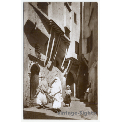 Algier / Algeria: Rue Arabe / Veiled Moorish Females (Vintage RPPC ~1930s/1940s)