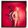 Erotic Study: Semi Nude Golden Painted Female Besides Devils Statue*1 (Vintage Diapositive KORENJAK 1970s/1980s)