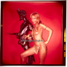 Erotic Study: Semi Nude Golden Painted Female Besides Devils Statue*3 (Vintage Diapositive KORENJAK 1970s/1980s)