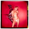 Erotic Study: Semi Nude Golden Painted Female Besides Devils Statue*4 (Vintage Diapositive KORENJAK 1970s/1980s)