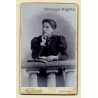 Ad.Hannke / Warnsdorf: Young Woman In Black Victorian Dress / Book - Cross (Vintage CDV ~1890s/1900s)