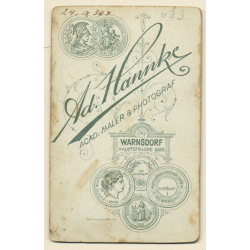 Ad.Hannke / Warnsdorf: Young Woman In Black Victorian Dress / Book - Cross (Vintage CDV ~1890s/1900s)