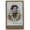 Atelier Gampe / Kreibitz: Darkhaired Woman In Victorian Blouse / Embroidery (Vintage CDV ~1890s/1900s)