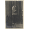 Elegant Blonde Woman With Fan / Abanico (Vintage RPPC ~1920s/1930s)